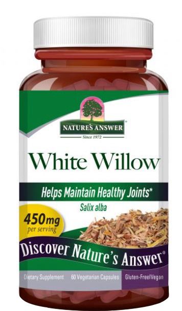 Natures Answer, WHITE WILLOW 450mg, Helps Maintain Healthy Joints - 60 Vegetarian Capsules