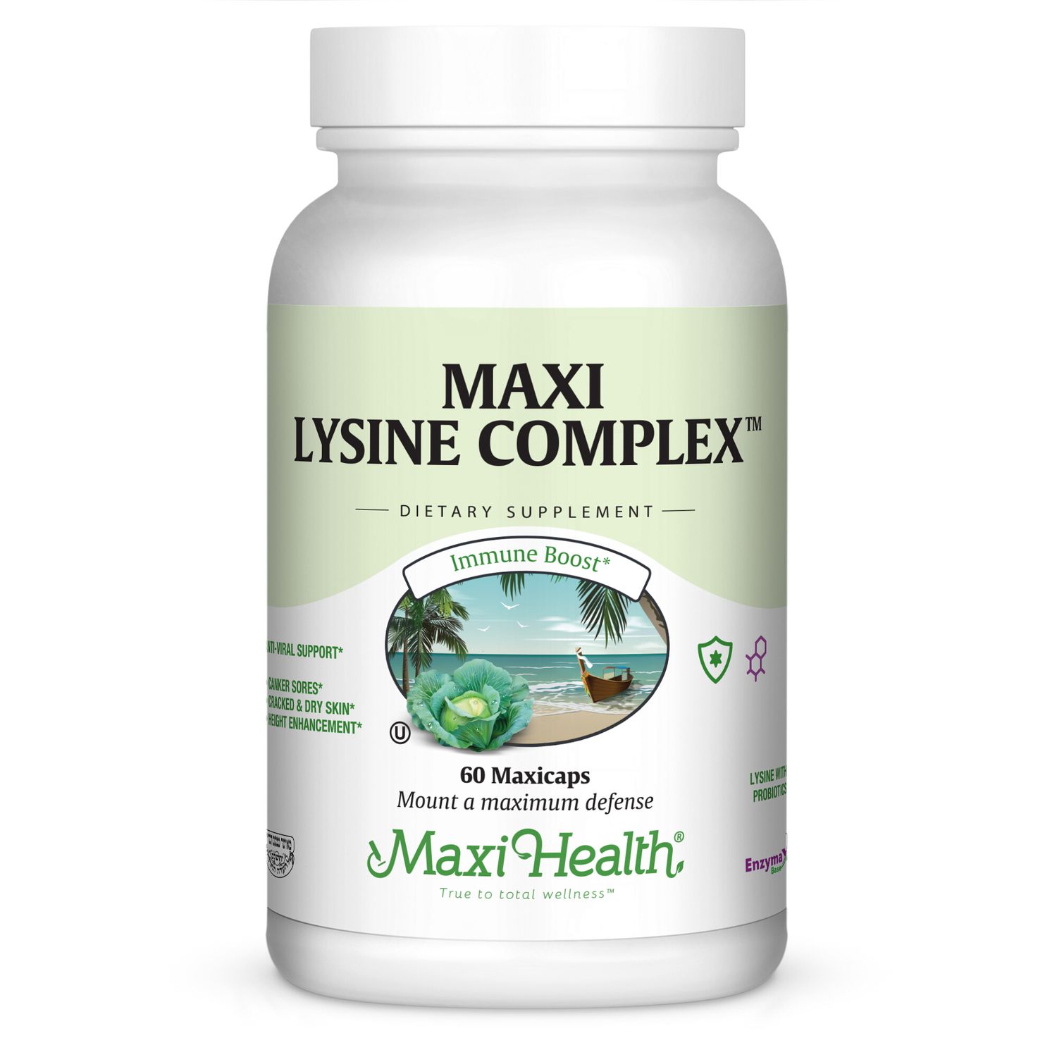 Maxi Health, Kosher MAXI LYSINE COMPLEX 500mg, Size: 60 Vegetarian Capsules