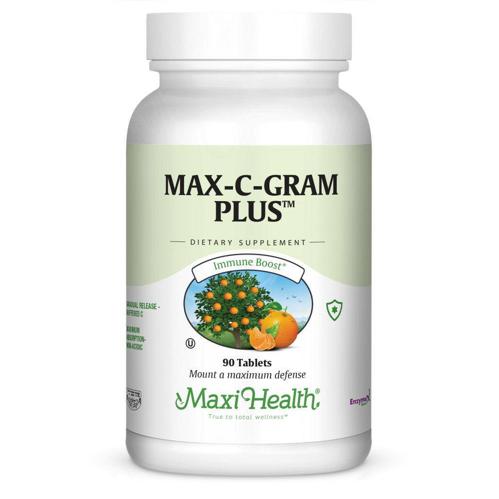 Maxi Health, Kosher MAX-C-GRAM PLUS, Gradual Time Release Buffered Vitamin C, Size: 90 Tablets