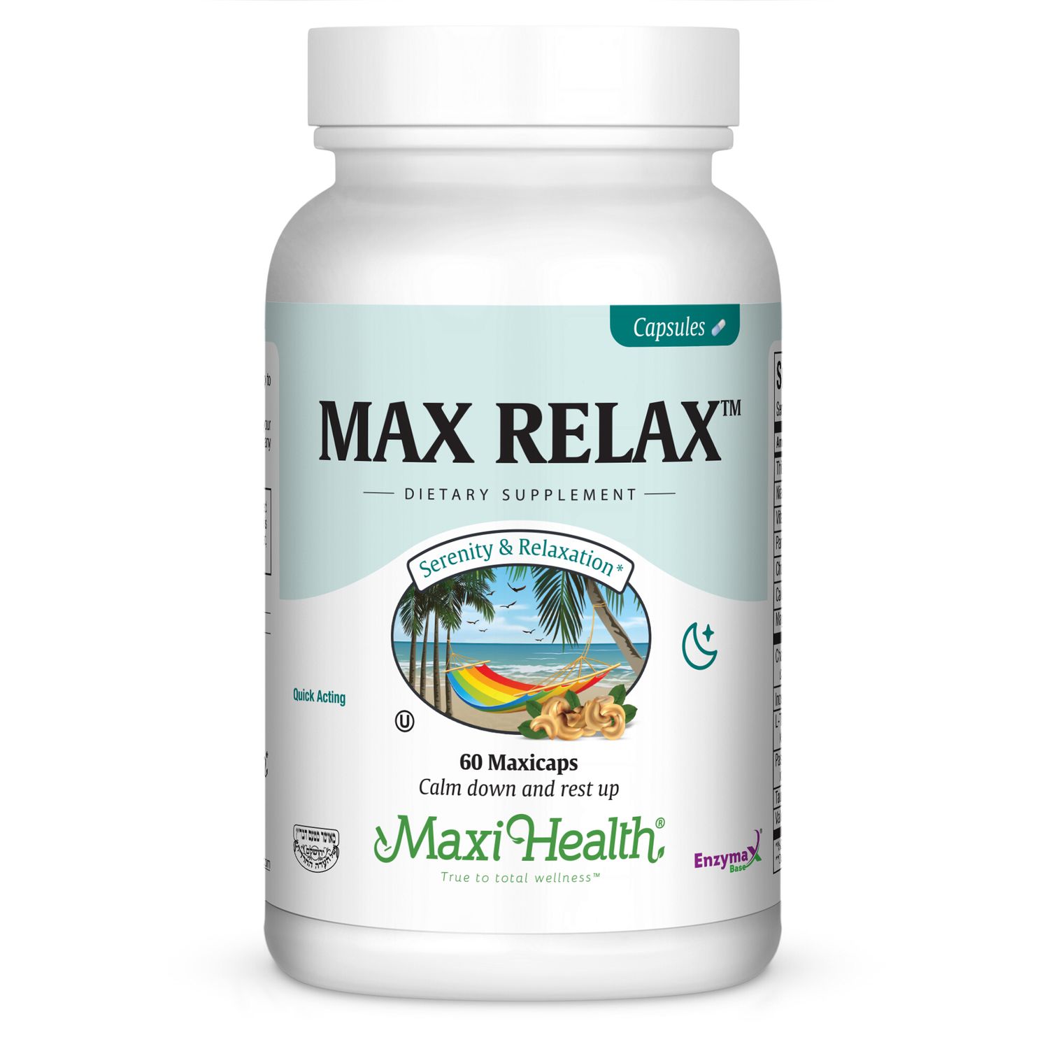 Maxi Health, Kosher MAX RELAX CAPSULES, Size: 60 Vegetarian Capsules