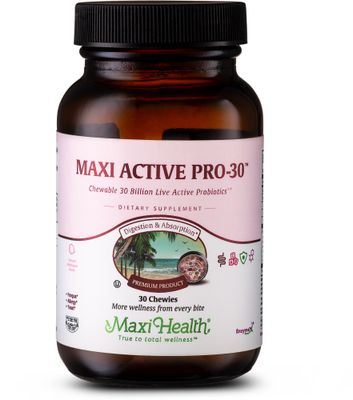 Maxi Health, Kosher MAXI ACTIVE PRO-30, 30 Billion Live Active Probiotics, Bubblegum Flavor