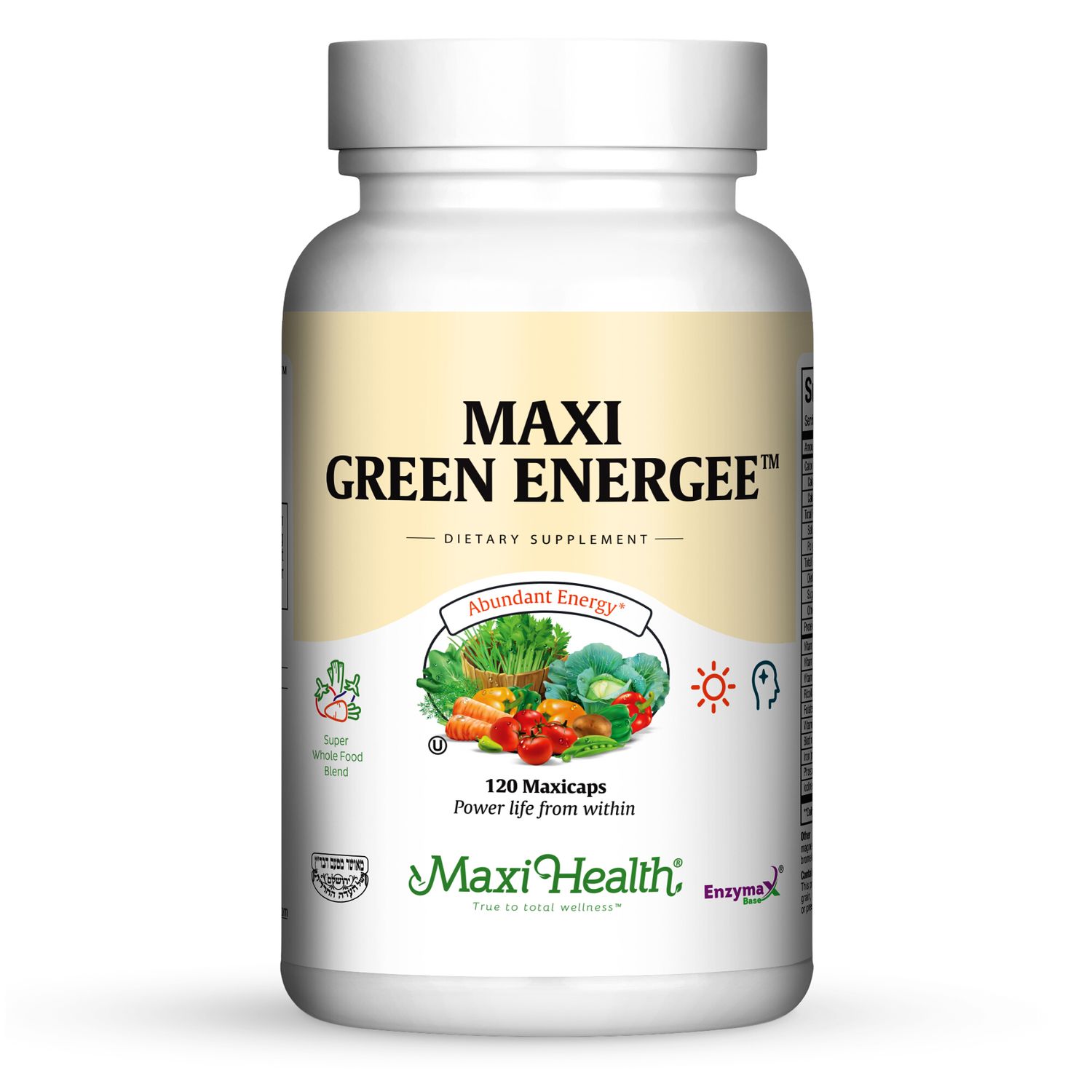 Maxi Health, Kosher MAXI GREEN ENERGEE, Energy Formula, Capsules, Size: 120 Vegetarian Capsules