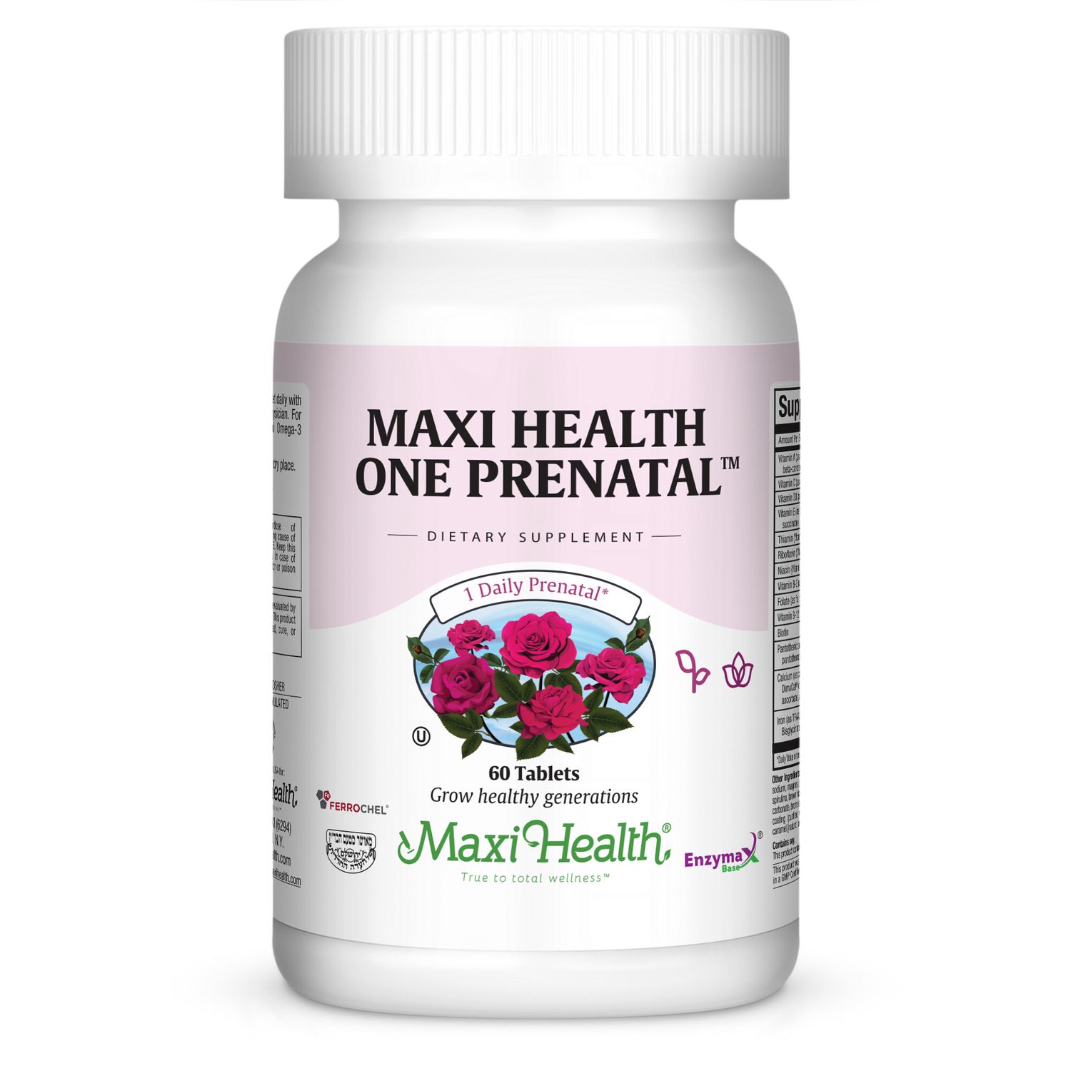 Maxi Health, Kosher MAXI HEALTH ONE PRENATAL, Size: 60 Tablets