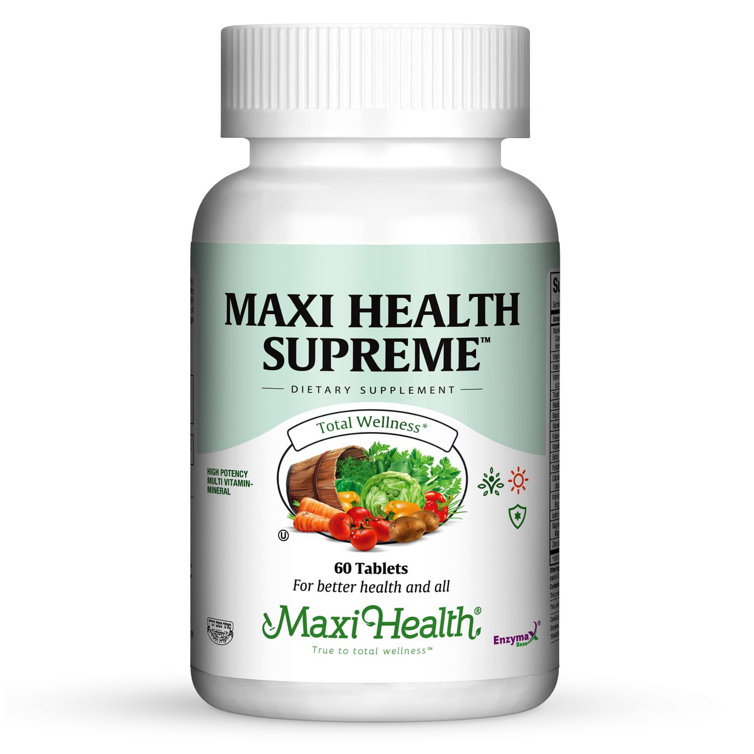 Maxi Health, Kosher MAXI HEALTH SUPREME, Multi Vitamin &amp; Minerals, Size: 60 Tablets