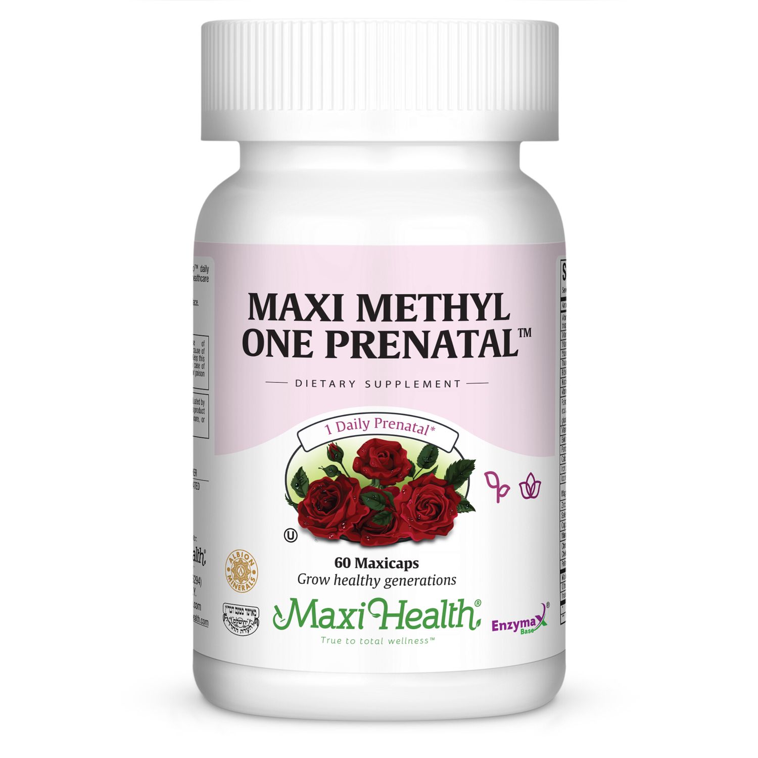 Maxi Health, Kosher MAXI METHYL ONE PRENATAL, Size: 60 Vegetarian Capsules