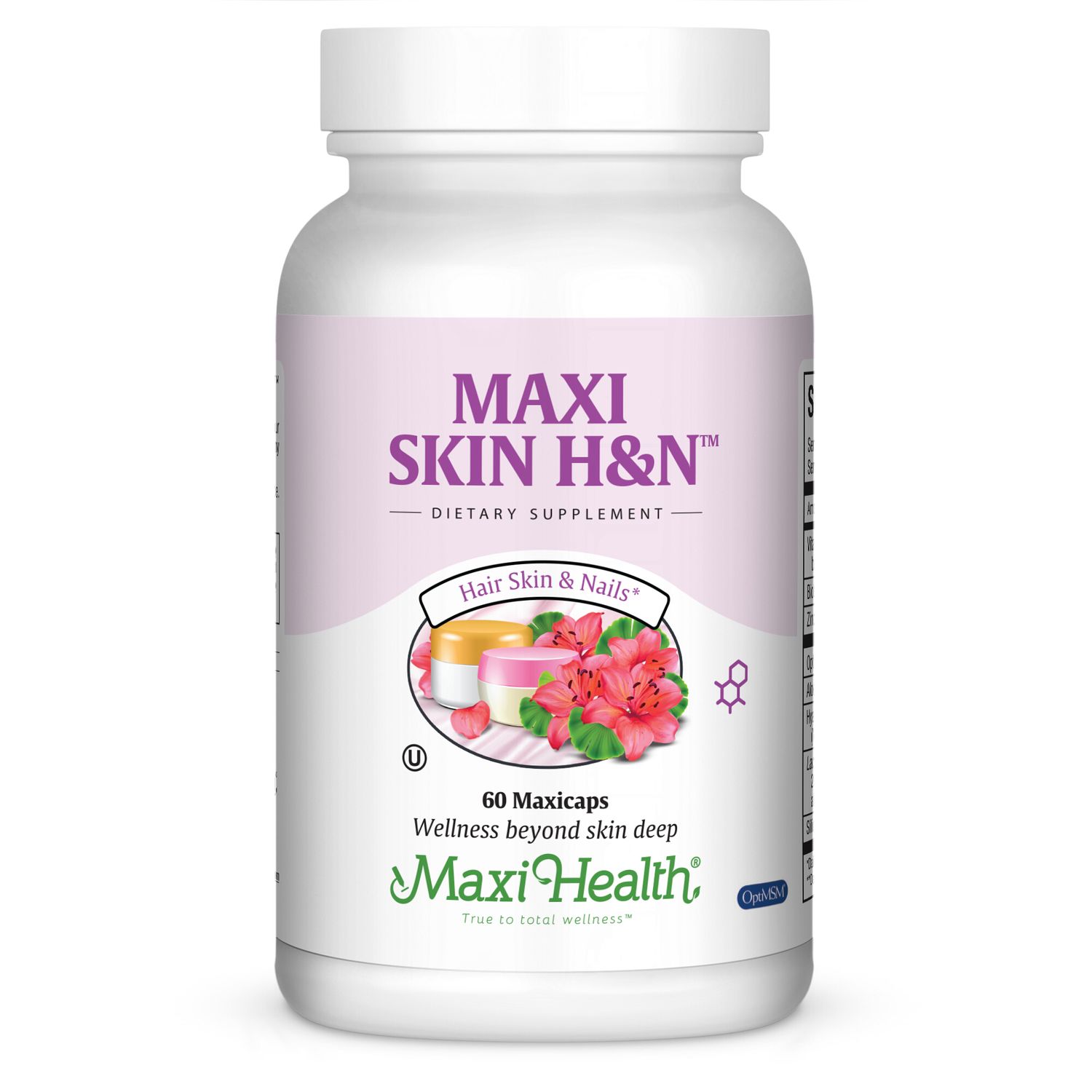 Maxi Health, Kosher MAXI SKIN H &amp; N (Hair &amp; Nail) Support, Size: 60 Vegetarian Capsules