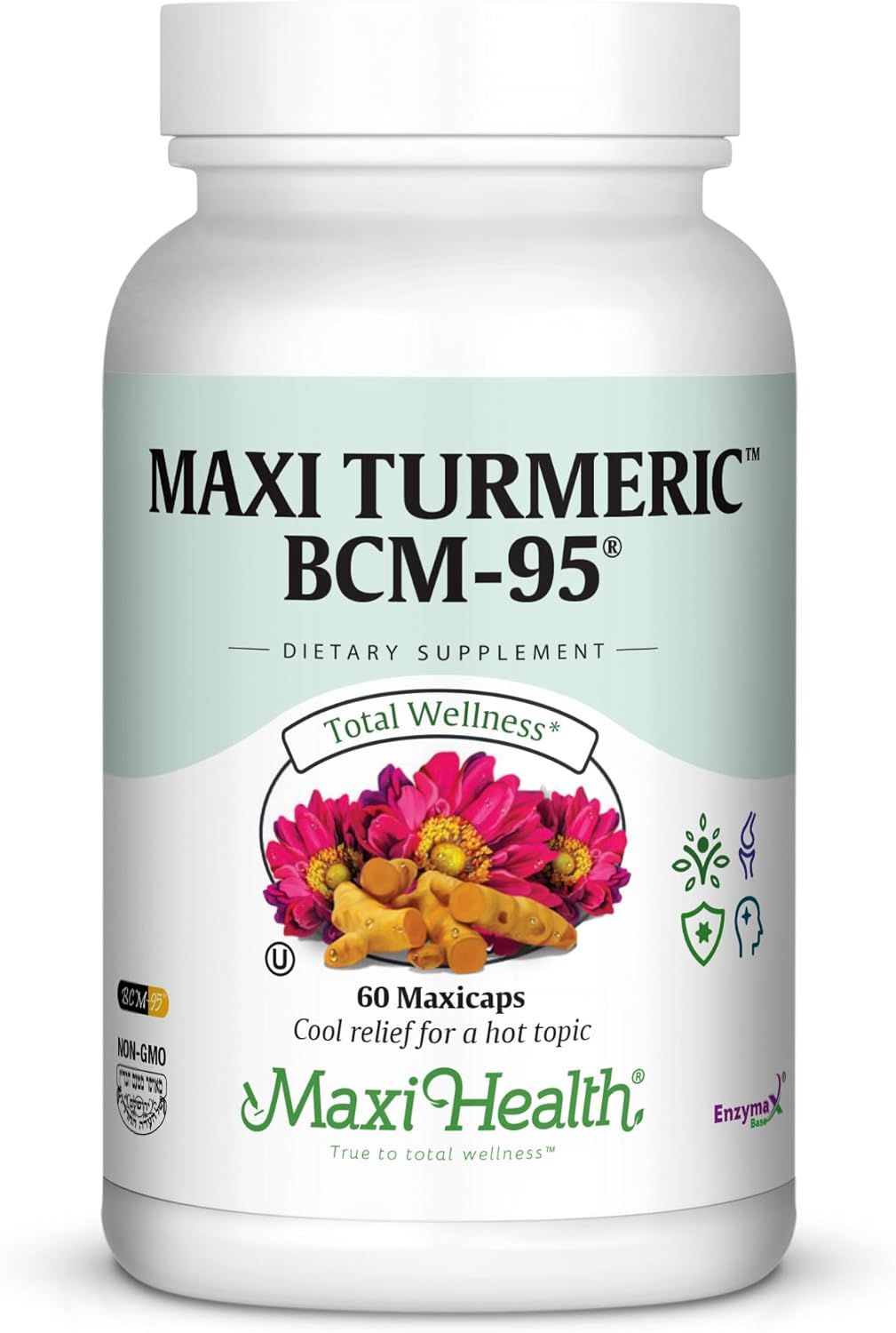 Maxi Health, Kosher MAXI TURMERIC BCM-95, Size: 60 Vegetarian Capsules