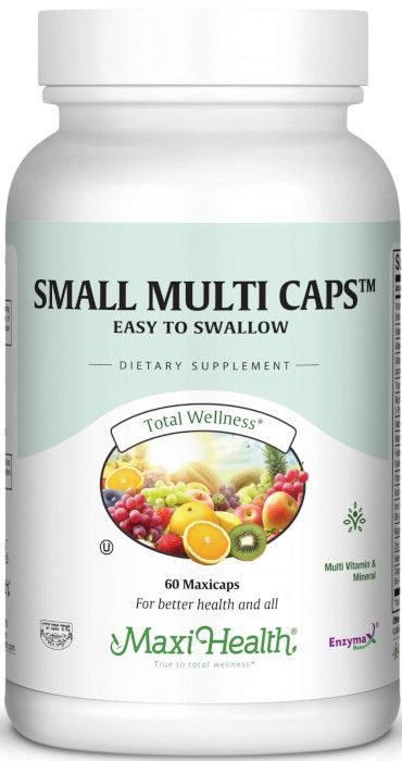 Maxi Health, Kosher SMALL MULTI CAPS, Easy To Swallow Multi Vitamin, Size: 60 Vegetarian Capsules