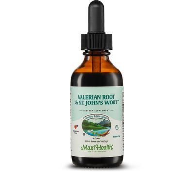 Maxi Health, Kosher VALERIAN ROOT &amp; ST. JOHN'S WORT, Liquid, Berry Flavor