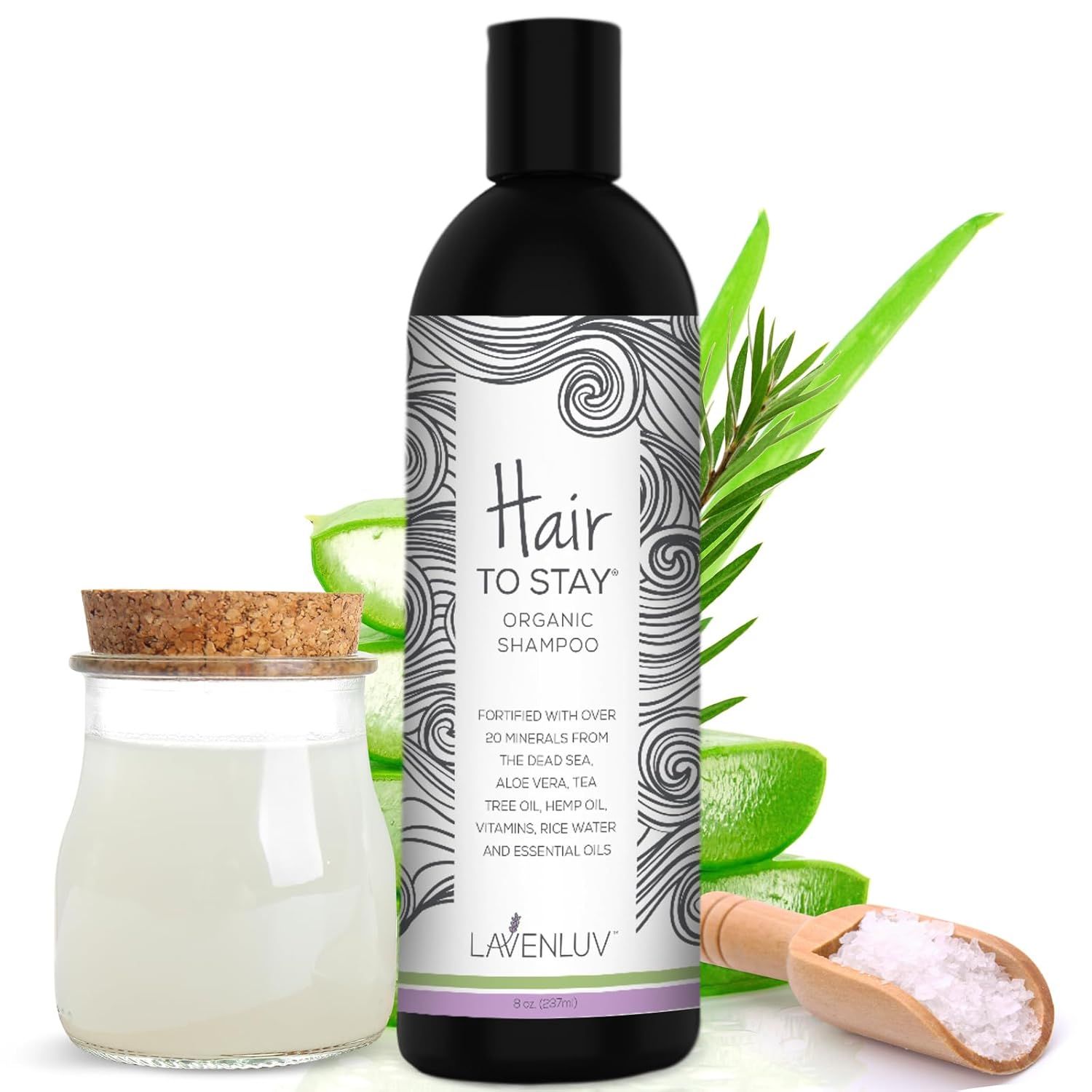 Lavenluv, Hair To Stay, Boosting Organics SHAMPOO For Hairloss, Size: 8 oz. (236 mL)