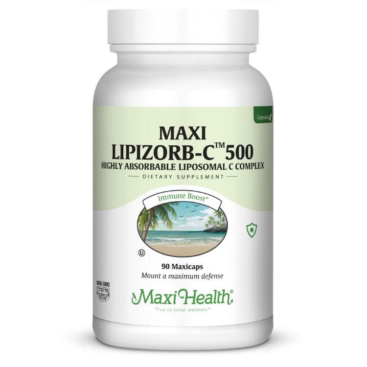 Maxi Health, Kosher MAXI LIPIZORB-C 500mg (Highly Absorbable Liposomal Vitamin C Complex), Size: 90 Vegetarian Capsules