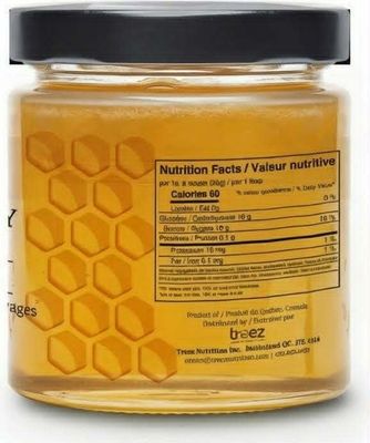 Treez Nutrition, Beelicious, Kosher RAW HONEY, Natural Creamy SUMMER WILDFLOWER / CLOVER (Glass Container) - 675 grams (23 oz.)