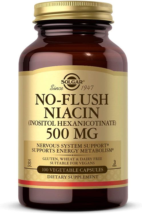 Solgar, Kosher NO-FLUSH NIACIN (Inositol Hexanicotinate) 500mg, Nervous System Support, Size: 100 Vegetarian Capsules