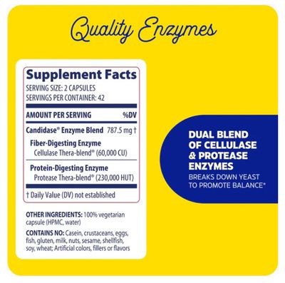 Enzymedica, Kosher CANDIDASE, Complete Support for Balanced Yeast Levels - 120 Vegetarian Capsules