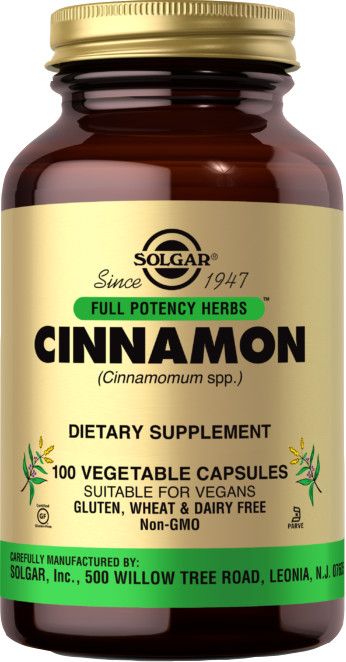 Solgar, Kosher CINNAMON Full Potency Herbs - 100 Vegetarian Capsules