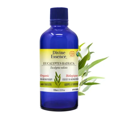 Divine Essence, EUCALYPTUS RADIATA Organic, Relieves Symptoms Of Cold &amp; Cough, Essential Oil