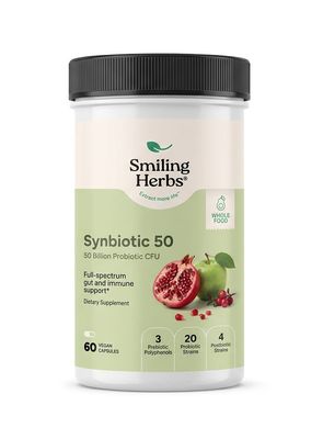 Smiling Herbs, Kosher SYNBIOTIC 50 (50 Billion Probiotic CFU), Full Spectrum Gut &amp; Immune Support