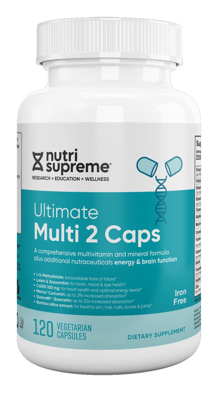 Nutri Supreme, Kosher Ultimate Multi 2 Caps, Iron Free (Multi-Vitamin &amp; Mineral) - 120 Vegetarian Capsules #139
