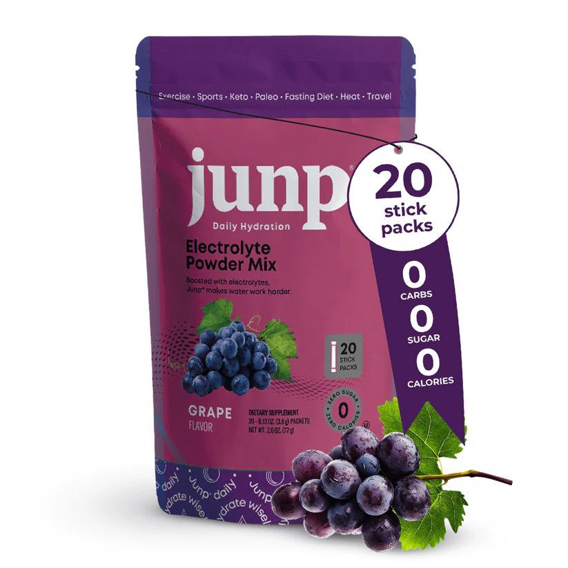 JUNP Electrolytes Powder, Kosher GRAPE Flavor, Hydration Keto Electrolyte Drink Sticks - Pack of 20 (20 servings)