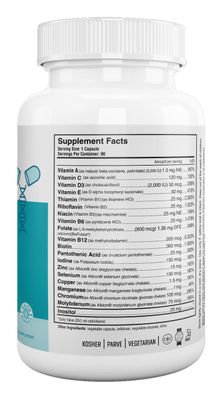Nutri Supreme, Kosher MULTI VITAMIN Once Daily (With B12 &amp; Methylfolate), Iron Free - 90 Vegetarian Capsules