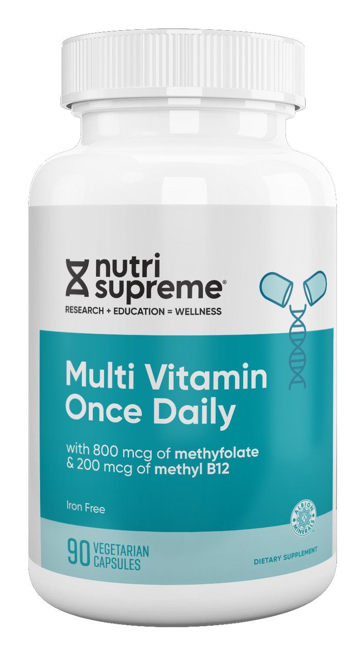 Nutri Supreme, Kosher MULTI VITAMIN Once Daily (With B12 &amp; Methylfolate), Iron Free - 90 Vegetarian Capsules