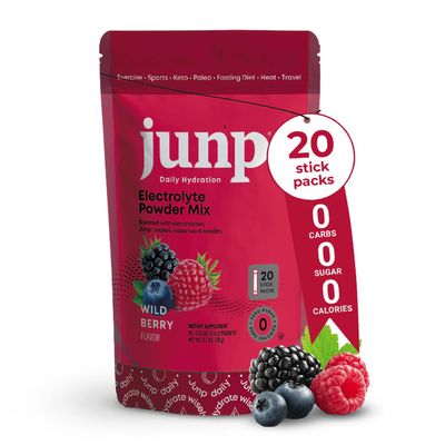 JUNP Electrolytes Powder, Kosher WILD BERRY Flavor, Hydration Keto Electrolyte Drink Sticks - Pack of 20 (20 servings)