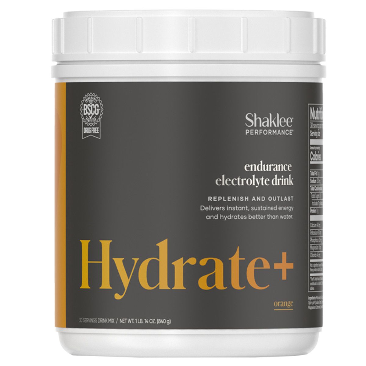 Shaklee, Kosher HYDRATE+, Electrolyte Mix Powder, Orange Flavor - 840g