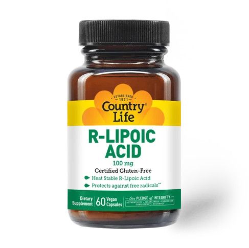 Country Life, R-LIPOIC ACID 100mg, Protects Against Free Radicals - 60 Vegetarian Capsules
