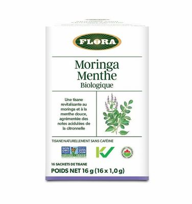Flora, Kosher Organic Moringa Mint, Herbal Tea Blend - 16 Fresh Sealed Tea Bags