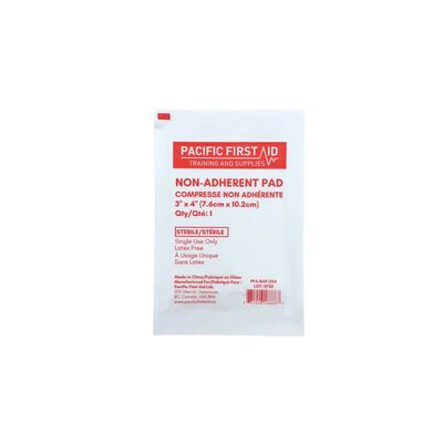 Pacific First Aid, NON-ADHERENT PAD, Non Adhesive Gauze Pad – Sterile, Latex-Free - 3" x 4"
