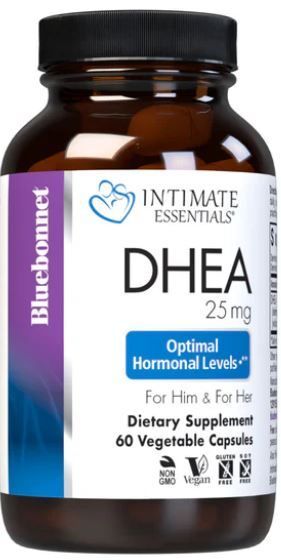 Bluebonnet, Intimate Essentials, DHEA 25mg (Dehydroepiandrosterone), For Him &amp; For Her, Optimal Hormonal Levels - 60 Vegetarian Capsules