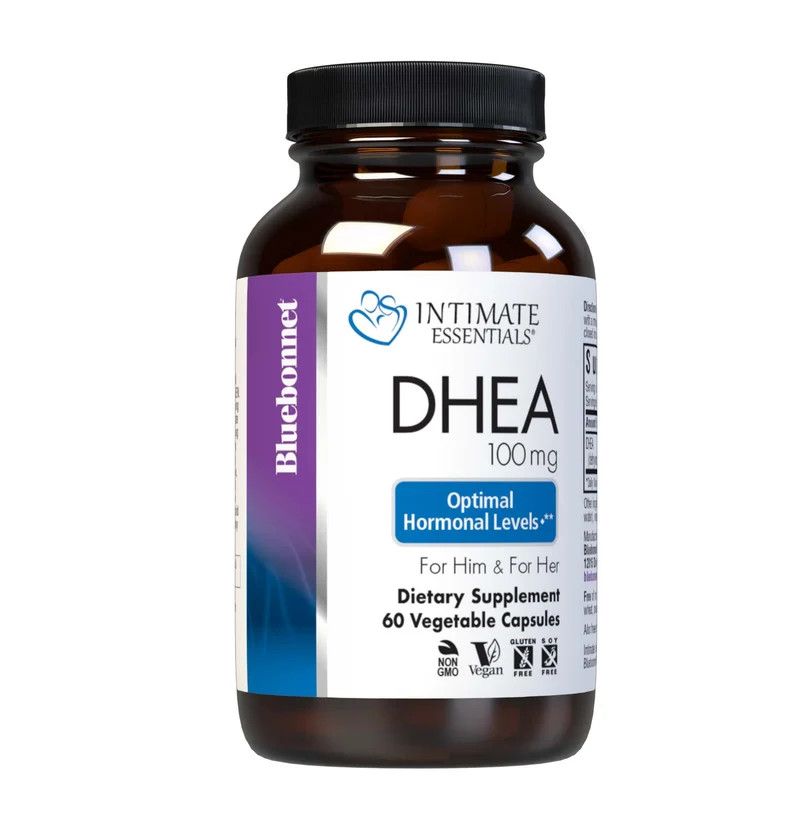 Bluebonnet, Intimate Essentials, DHEA 100mg (Dehydroepiandrosterone), For Him &amp; For Her, Optimal Hormonal Levels - 60 Vegetarian Capsules