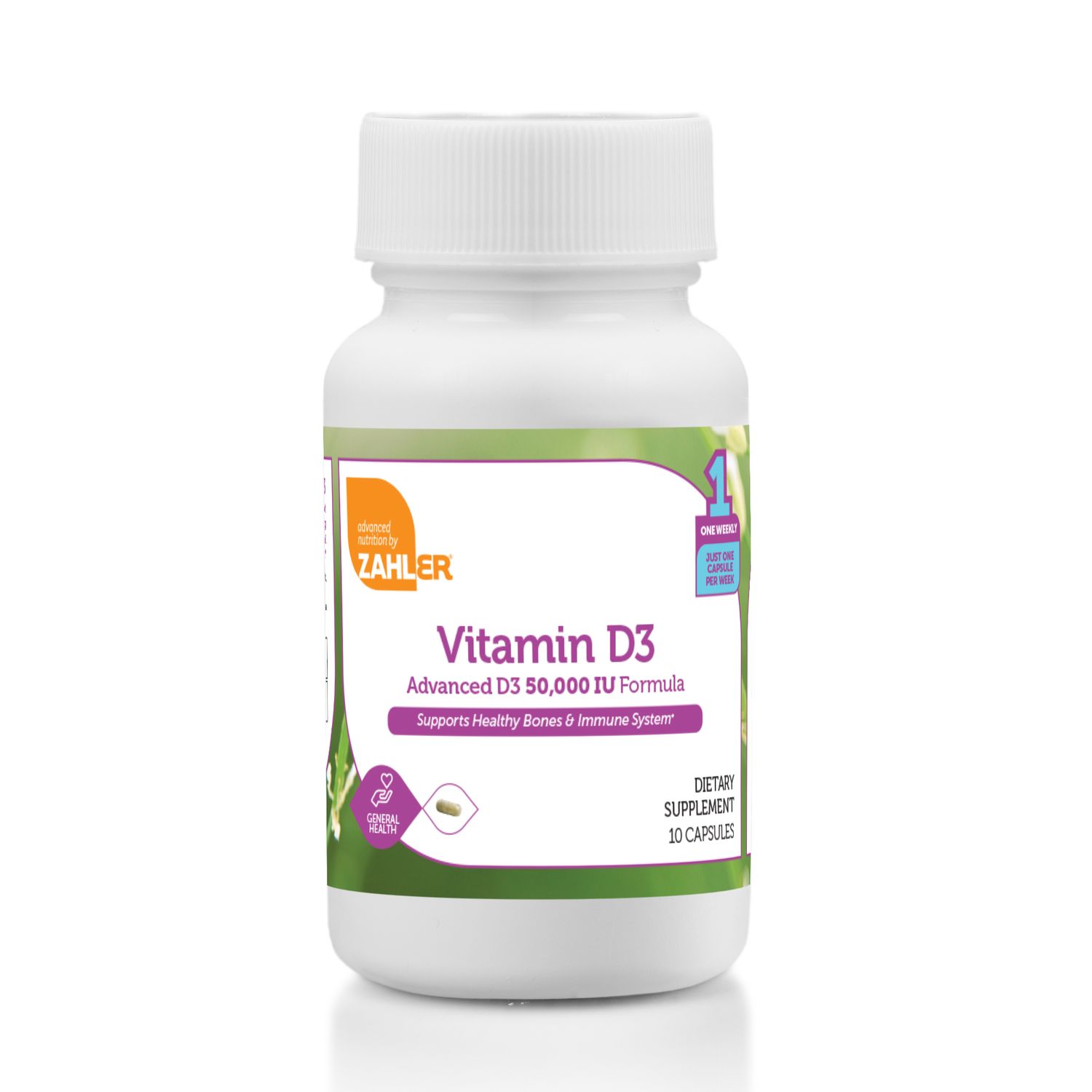 Zahlers, Kosher Vitamin D3 50,000 IU (Advance D3 Formula 50000 IU), Capsules - 10 Vegetarian Capsules
