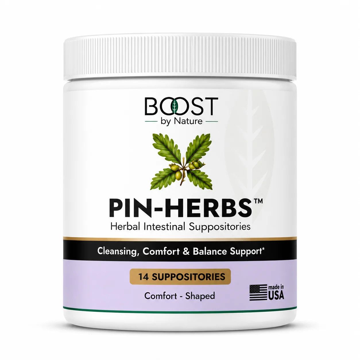 BOOST by Nature PIN-HERBS Detox, Clears &amp; Prevents Parasites Pinworm Infestation By Killing Existing Worms &amp; Eggs, Size: 14 Suppositories