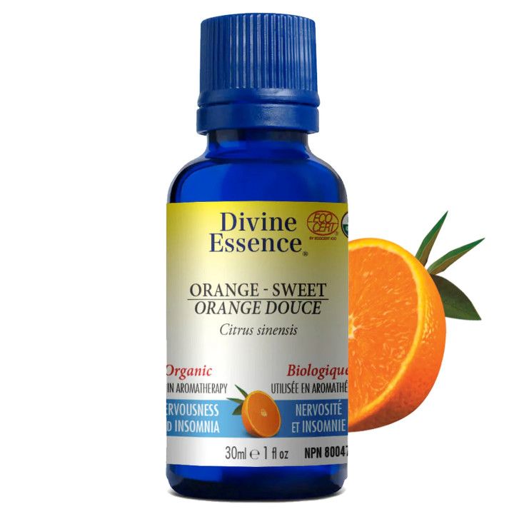 Divine Essence, ORANGE - SWEET Organic, Relieves Nervousness &amp; Insomnia, Essential Oil, Size: 30 mL