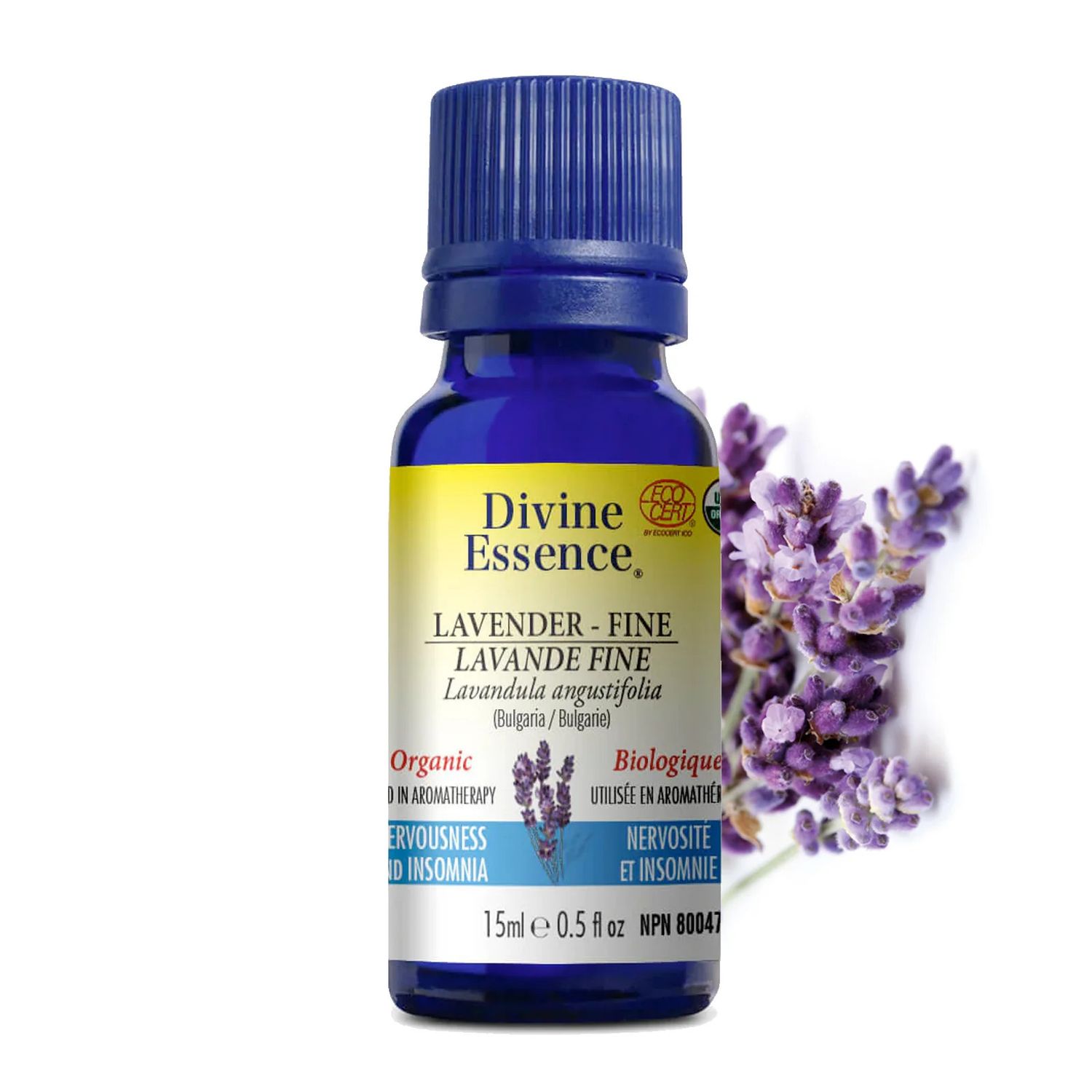 Divine Essence, LAVENDER-FINE, Relieves Nervousness, Irritability &amp; Worry &amp; To Help With Sleep, Essential Oil, Size: 15 mL