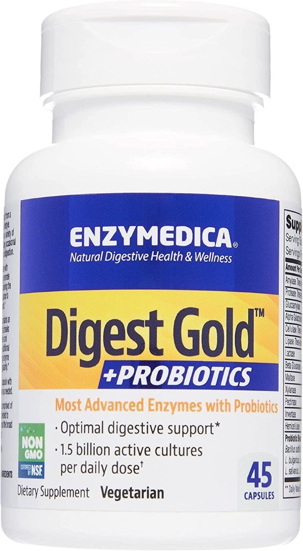 Enzymedica, DIGEST GOLD + Probiotics, Most Advanced Enzymes With Probiotics, Size: 45 Vegetarian Capsules
