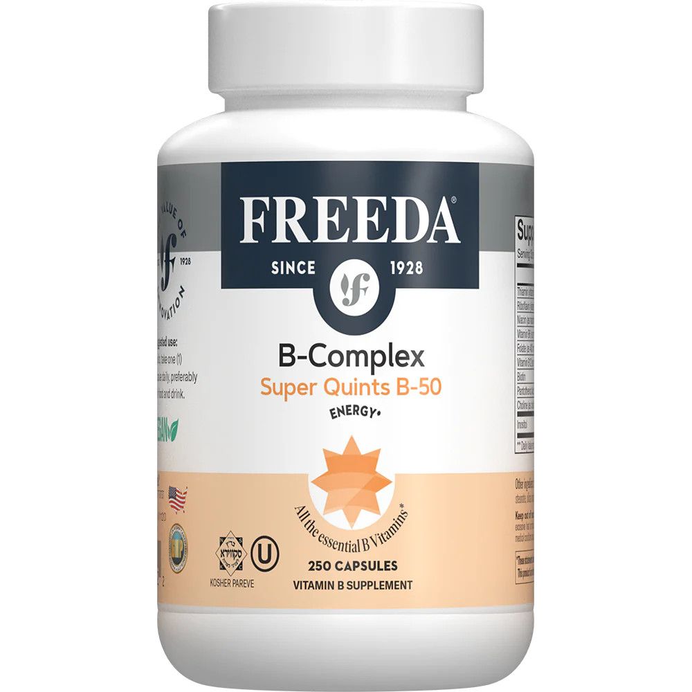 Freeda, Kosher B-Complex Super Quints B50, Vitamin B Supplement, Size: 250 Vegetarian Capsules