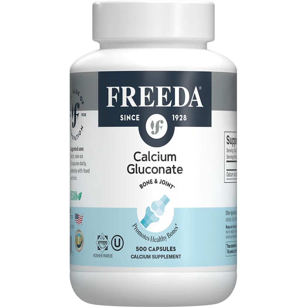 Freeda, Kosher Calcium Gluconate 50 mg, Bone &amp; Joint Support, Size: 500 Vegetarian Capsules