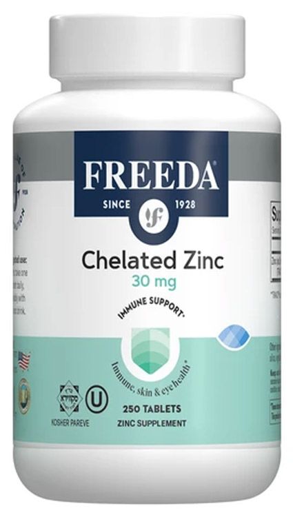 Freeda, Kosher CHELATED ZINC 30mg, Immune Support, Size: 250 Tablets