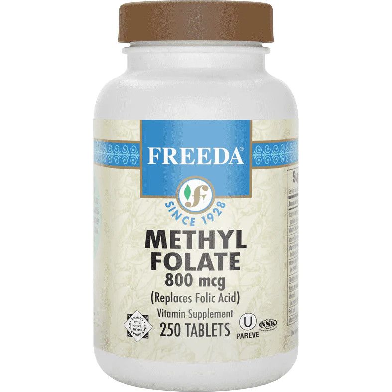 Freeda, Kosher Folic Acid 800 mcg (Methylfolate), Size: 250 Tablets