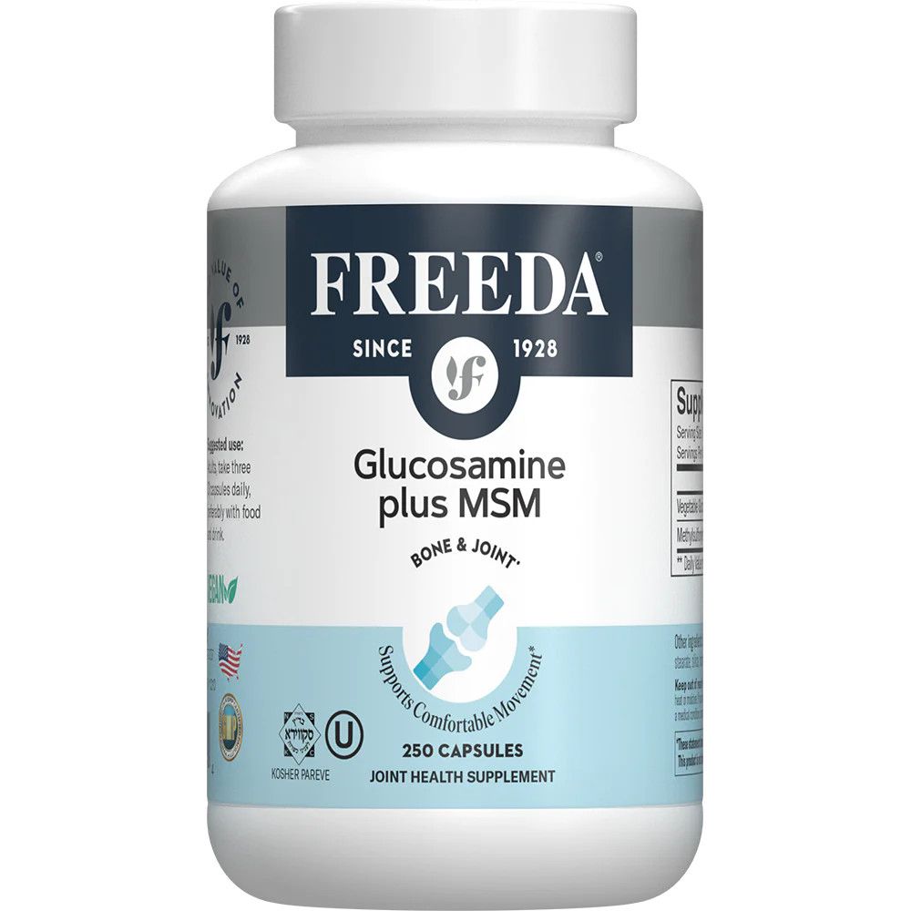 Freeda, Kosher Glucosamine + MSM, Bone &amp; Joint Support, Size: 250 Vegetarian Capsules