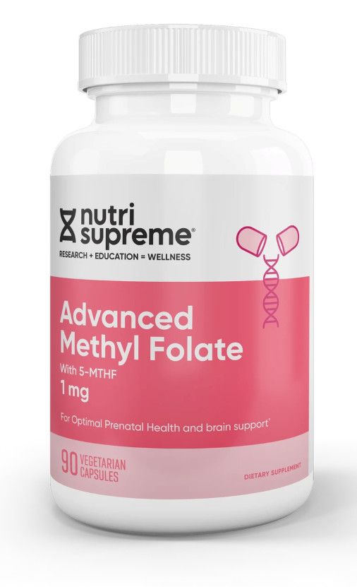 Nutri Supreme, Kosher ADVANCED METHYL FOLATE (MTHF) 1mg, For Optimal Health &amp; Brain Support - 90 Vegetarian Capsules #44