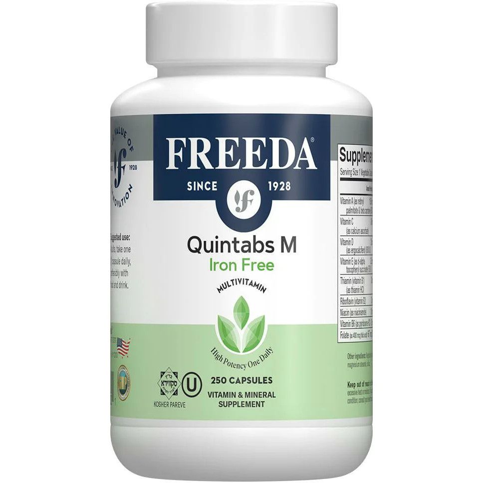 Freeda, Kosher QUINTABS-M Iron Free, Comprehensive Multivitamin, Size: 250 Vegetarian Capsules