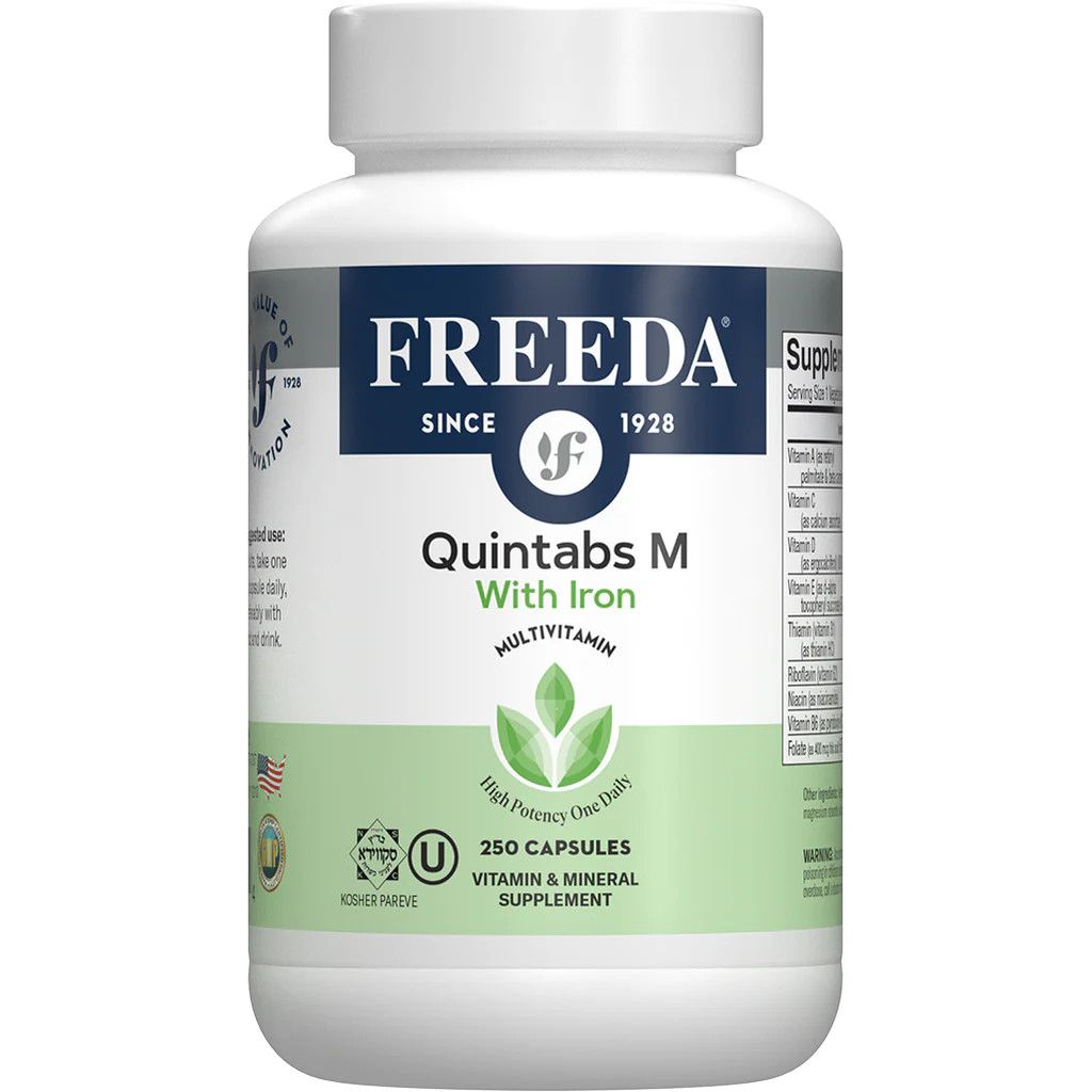 Freeda, Kosher QUINTABS-M With Iron, Comprehensive Multivitamin, Size: 250 Vegetarian Capsules