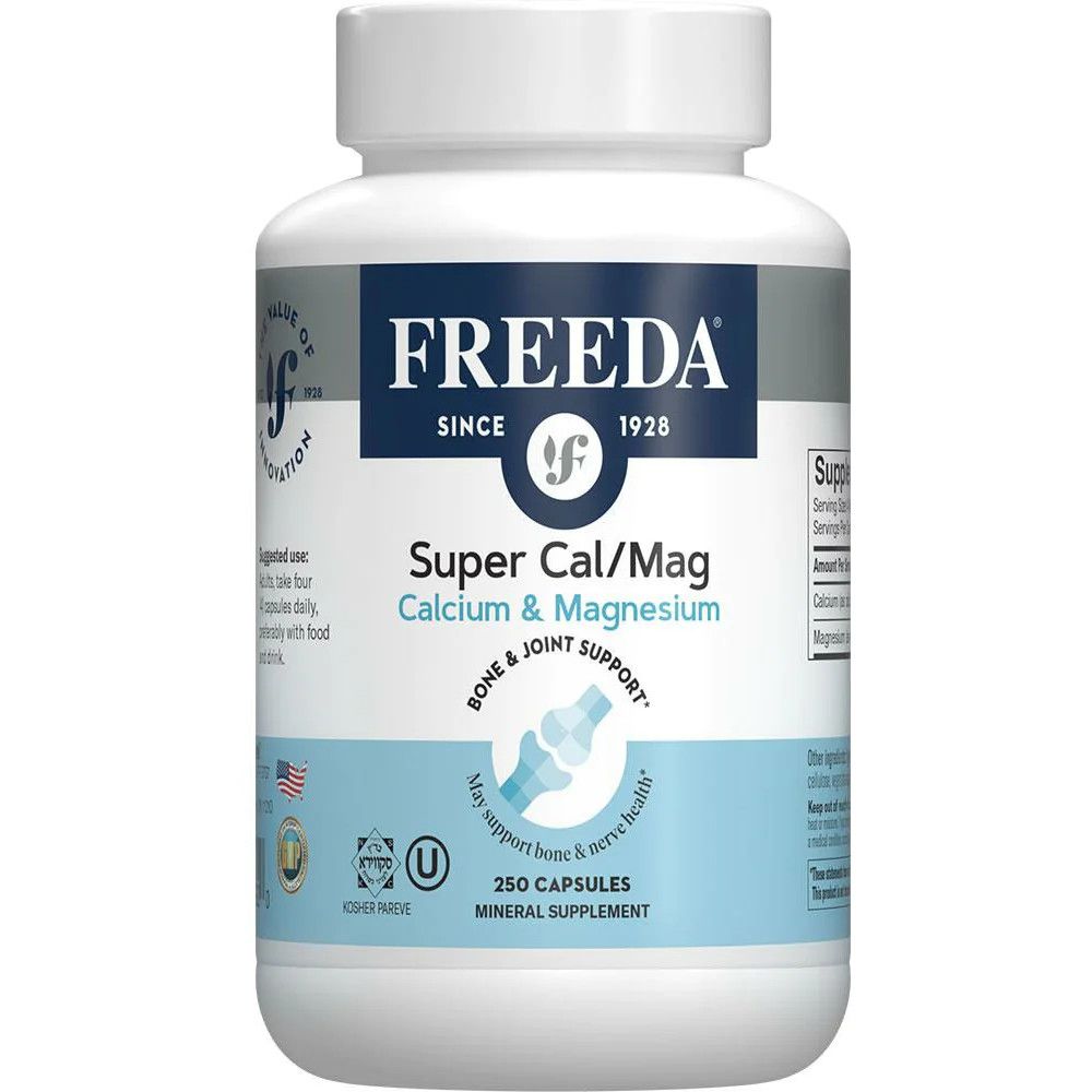 Freeda, Kosher Super Cal/Mag - CALCIUM &amp; MAGNESIUM, Bone &amp; Joint Support, Size: 250 Vegetarian Capsules