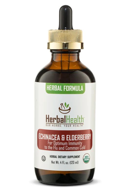 Herbal Health, Herbal Formula, Kosher ECHINACEA &amp; ELDERBERRY, for Optimum Immunity to the Flu &amp; Common Cold, Liquid, Size: 4 fl. oz. (120 mL)