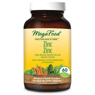 MegaFood USA, Kosher ZINC, Fresh from Farm to Tablet, Helps Maintain Healthy Skin &amp; Immune Function - 60 Tablets