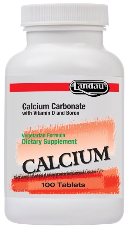 Landau, Kosher CALCIUM Carbonate with Vitamin D &amp; Boron, Size: 100 Tablets