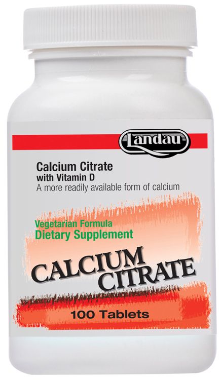 Landau, Kosher CALCIUM CITRATE with Vitamin D, Size: 100 Tablets